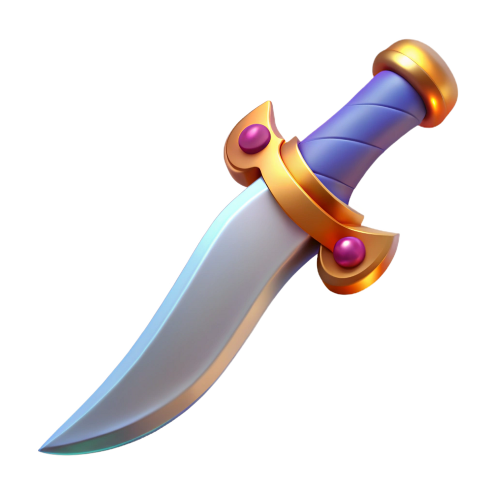 impressive nostalgic industrial A single, sharp, curved dagger with a jeweled hilt, NO BACKGROUND with Transparent Background. gallery standard png