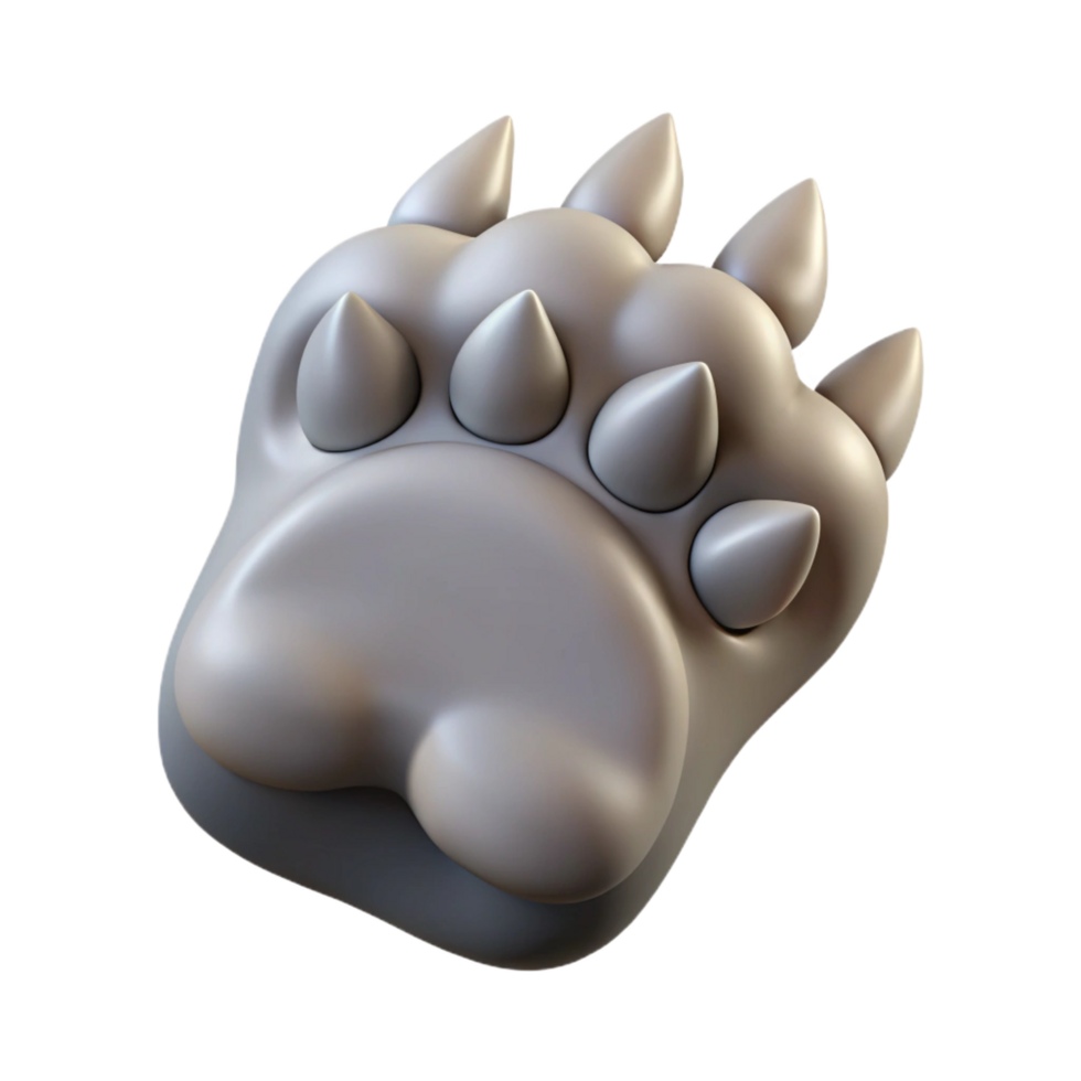 romantic hypnotic A realistic rendering of a wolf paw with extended claws, NO BACKGROUND with Transparent Background. perfect clarity png