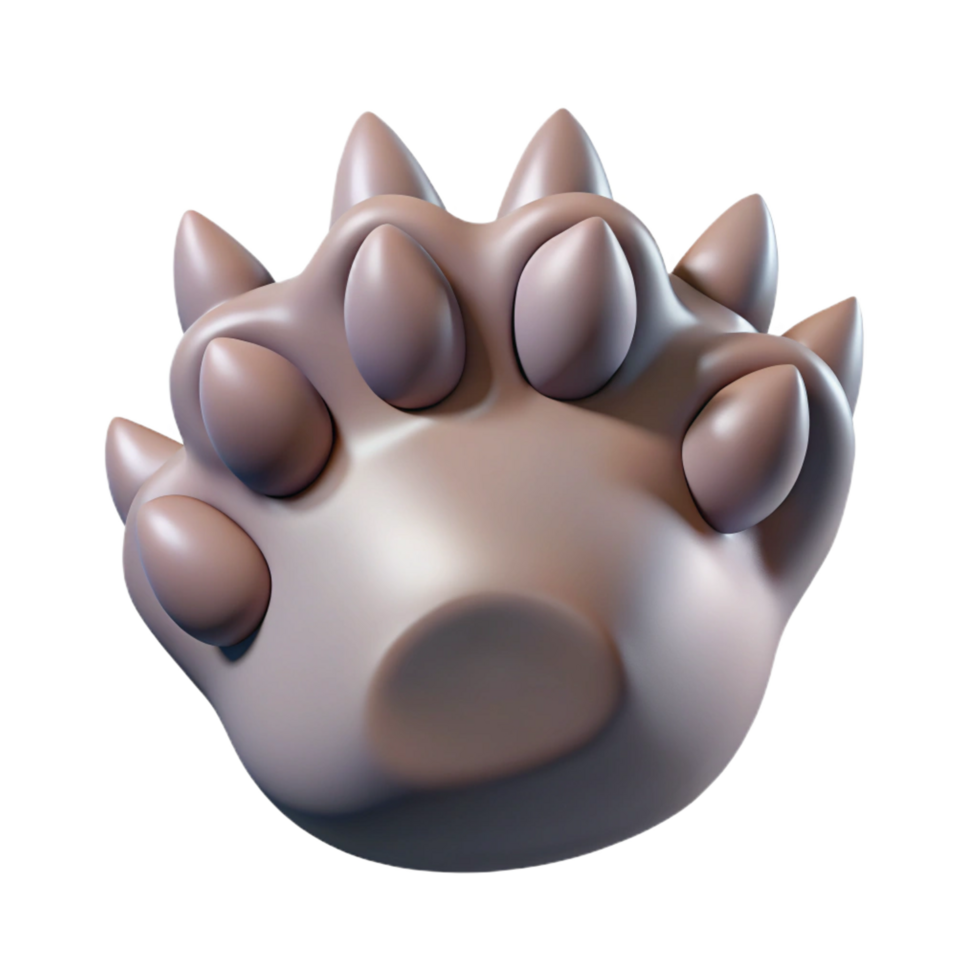 timeless renaissance A realistic rendering of a wolf paw with extended claws, NO BACKGROUND with Transparent Background. precision png