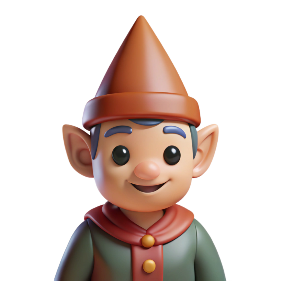 standout coastal A cartoon-style gnome with a pointed hat, NO BACKGROUND with Transparent Background. high quality png