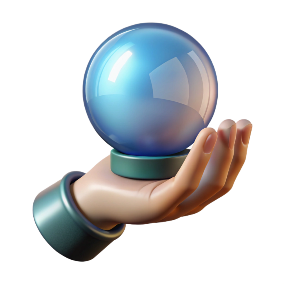 magnificent passionate gothic A realistic rendering of a single human hand holding a crystal ball, NO BACKGROUND with Transparent Background. professional png