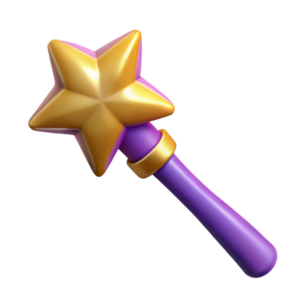 mesmerizing harmonious gothic A stylized illustration of a magic wand with a star on the end, NO BACKGROUND with Transparent Background. 8K png