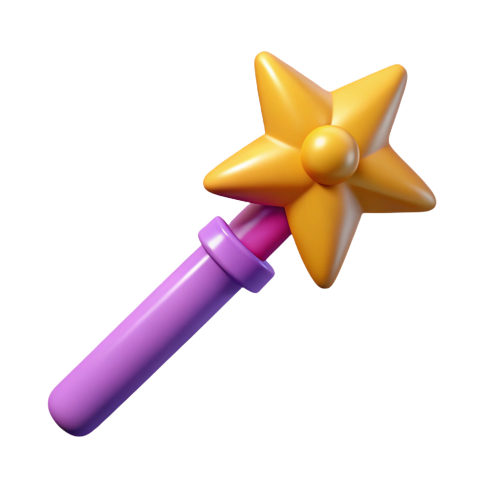 rare impressionist A stylized illustration of a magic wand with a star on the end, NO BACKGROUND with Transparent Background. refined png
