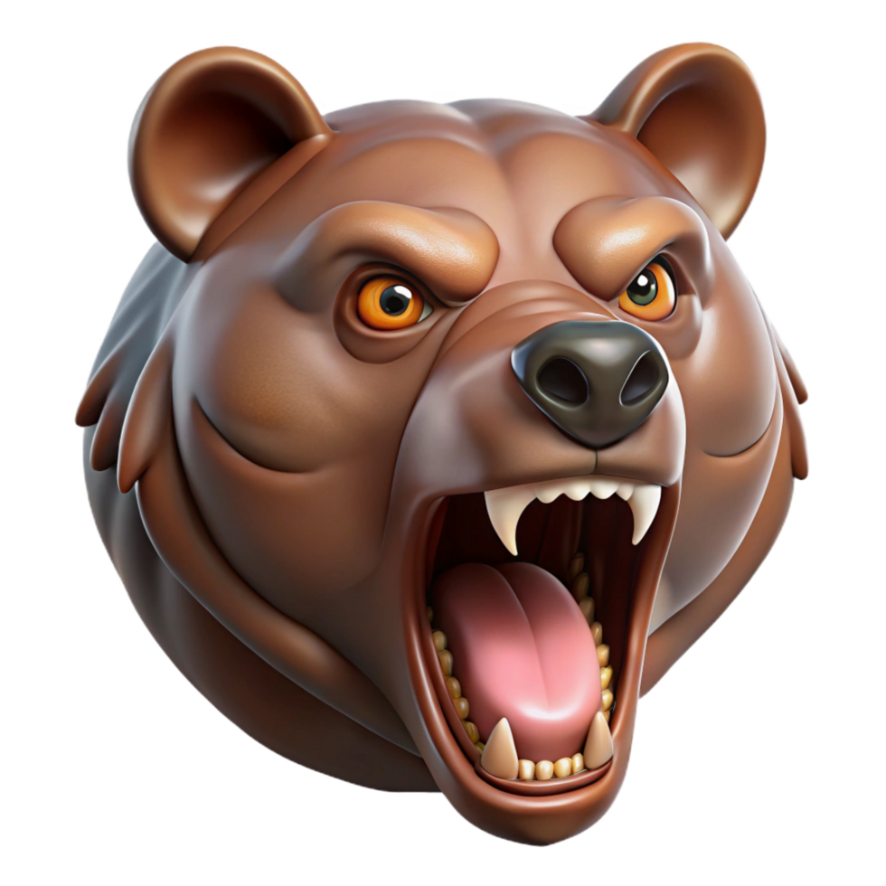 sumptuous intense victorian A fierce, roaring bear head with sharp claws, NO BACKGROUND with Transparent Background. professional png