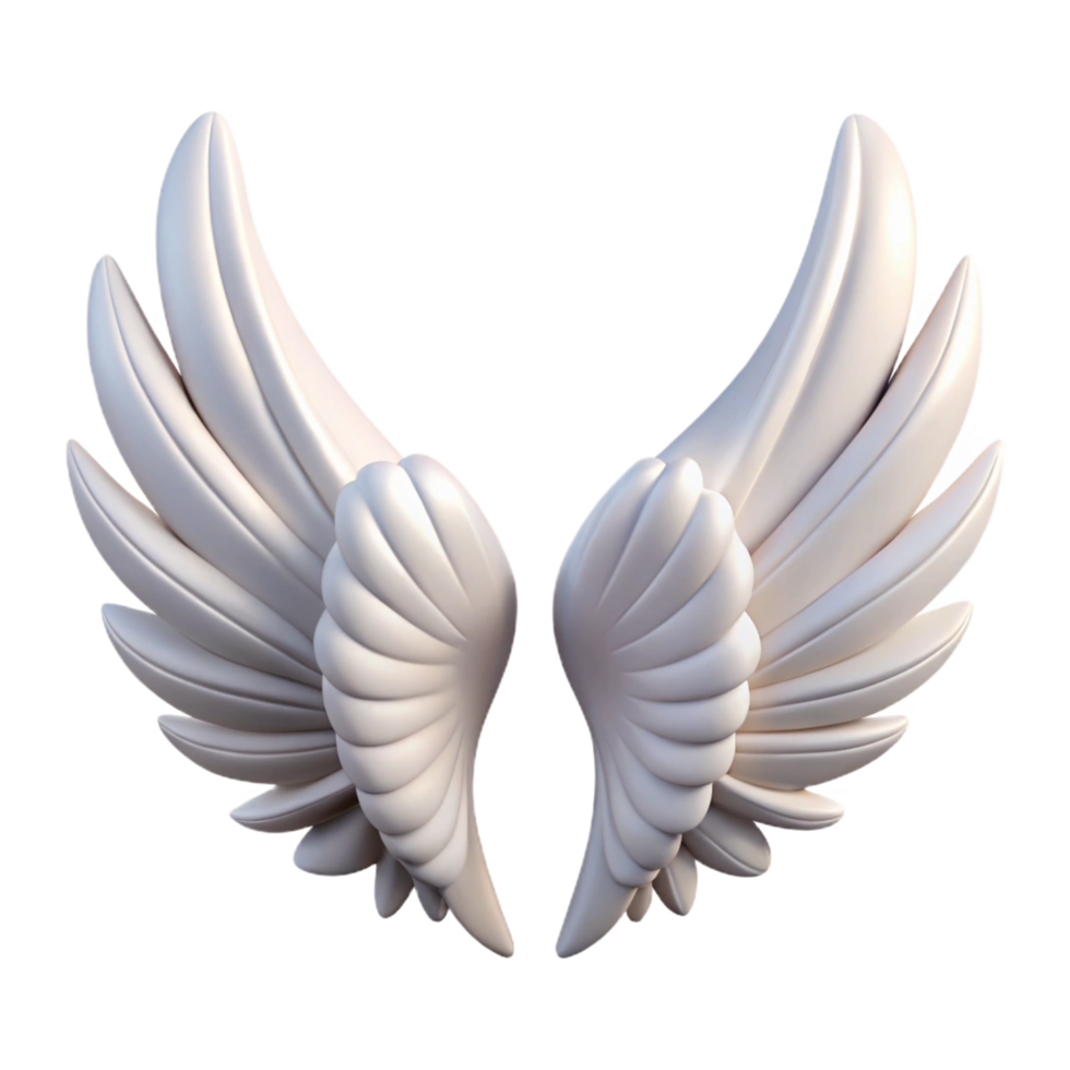 mesmerizing distinctive A pair of angel wings with white feathers, NO BACKGROUND with Transparent Background. png