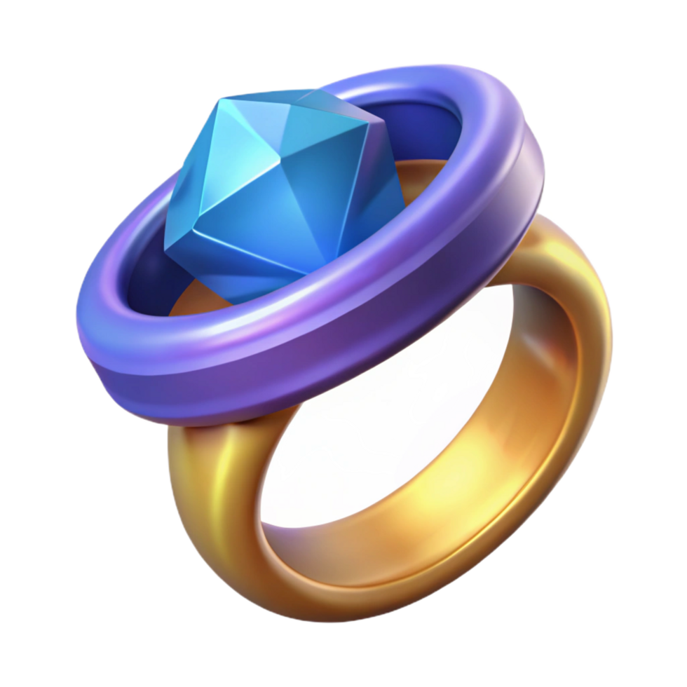 standout baroque A stylized illustration of a magic ring with a large gemstone, NO BACKGROUND with Transparent Background. original png