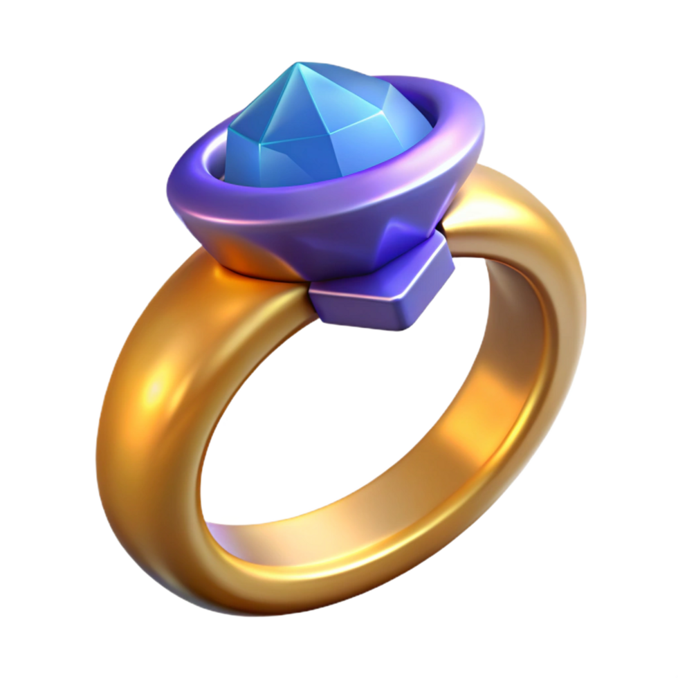 mysterious serene A stylized illustration of a magic ring with a large gemstone, NO BACKGROUND with Transparent Background. elite png