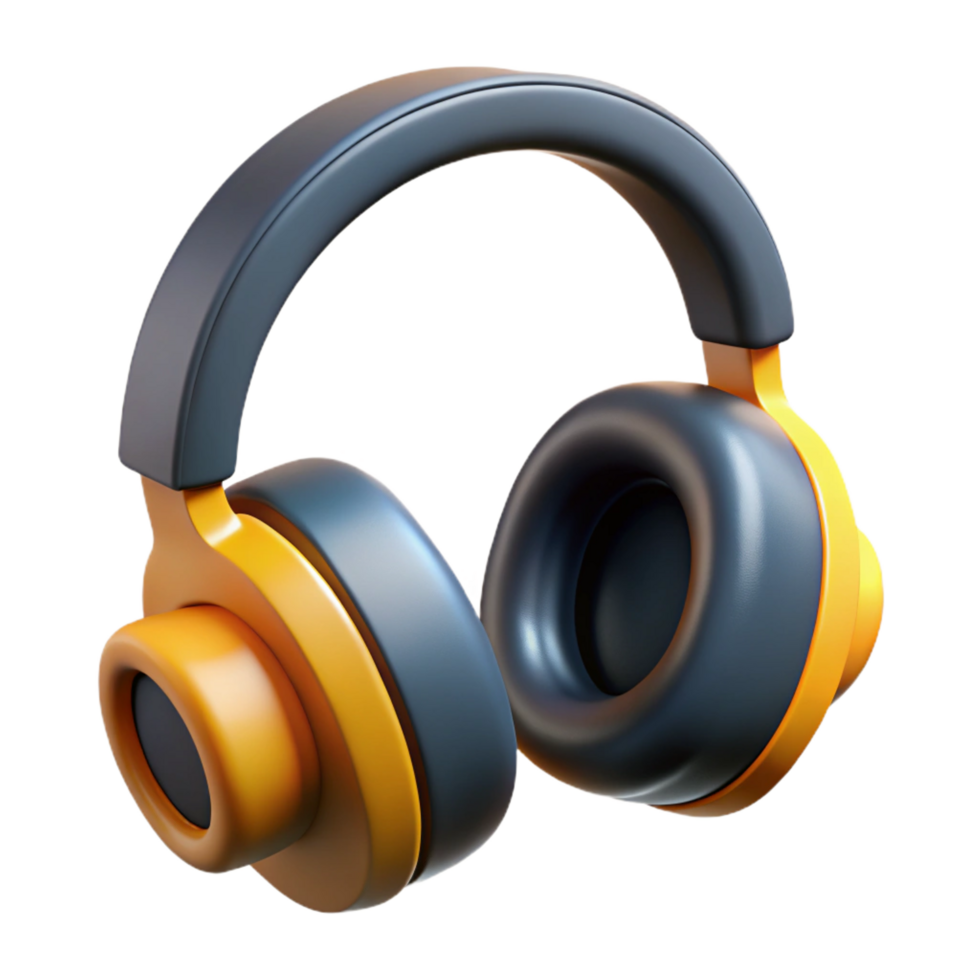 iconic geometric Pair of studio headphones with noise cancellation NO BACKGROUND with Transparent Background. premium png