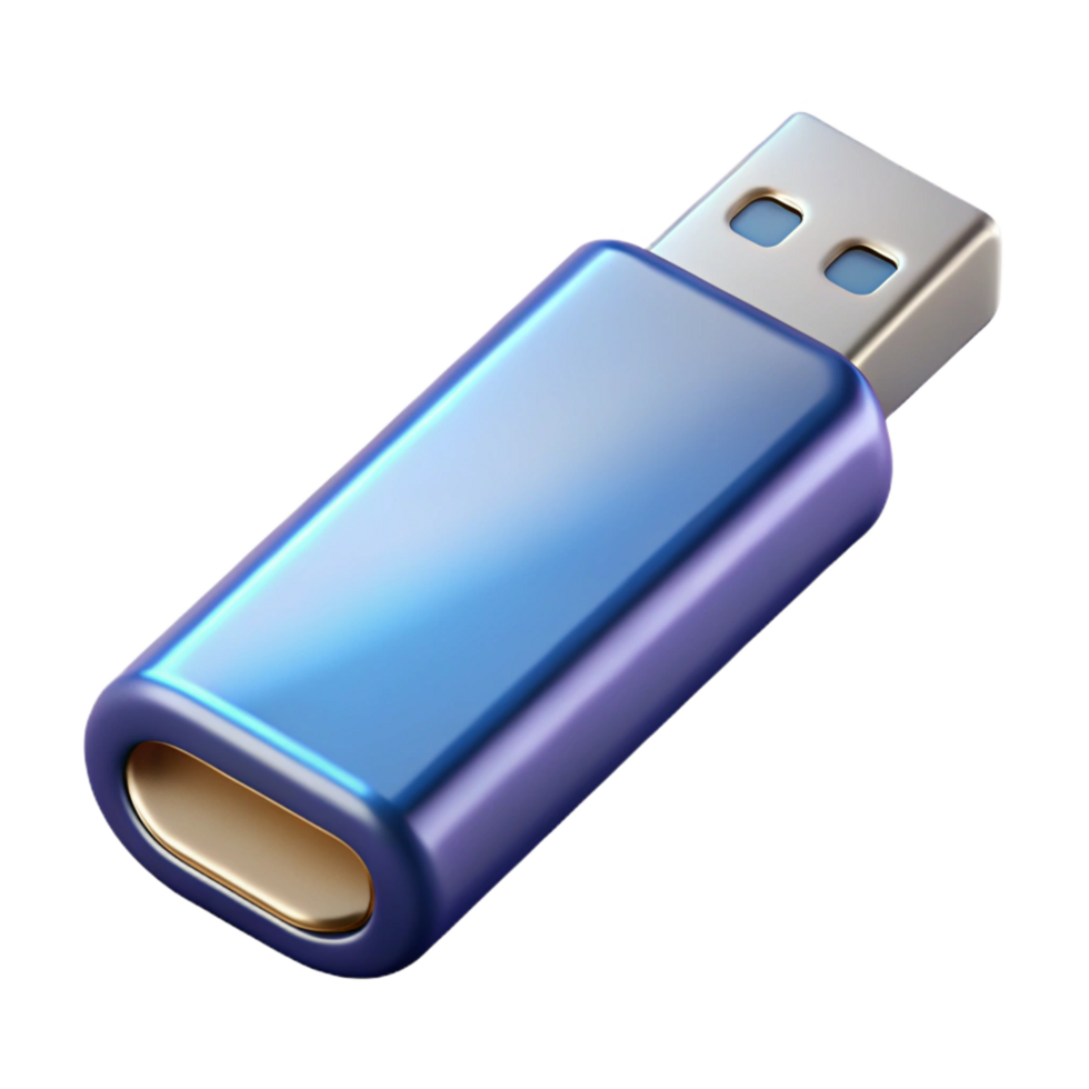 immaculate mysterious retro USB flash drive with metallic casing NO BACKGROUND with Transparent Background. museum quality png