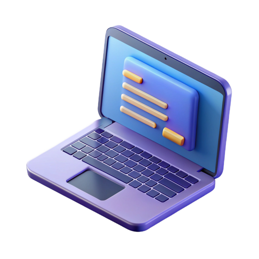 romantic captivating Open laptop displaying programming code NO BACKGROUND with Transparent Background. elite png