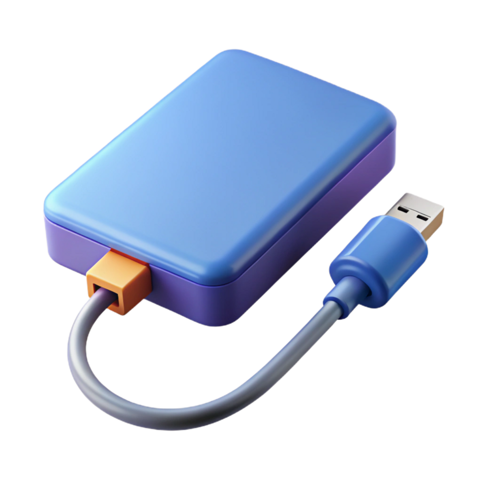 magnificent unforgettable External hard drive with USB cable NO BACKGROUND with Transparent Background. png