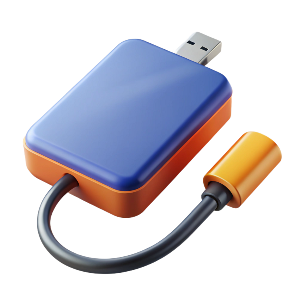 radiant sought-after External hard drive with USB cable NO BACKGROUND with Transparent Background. png