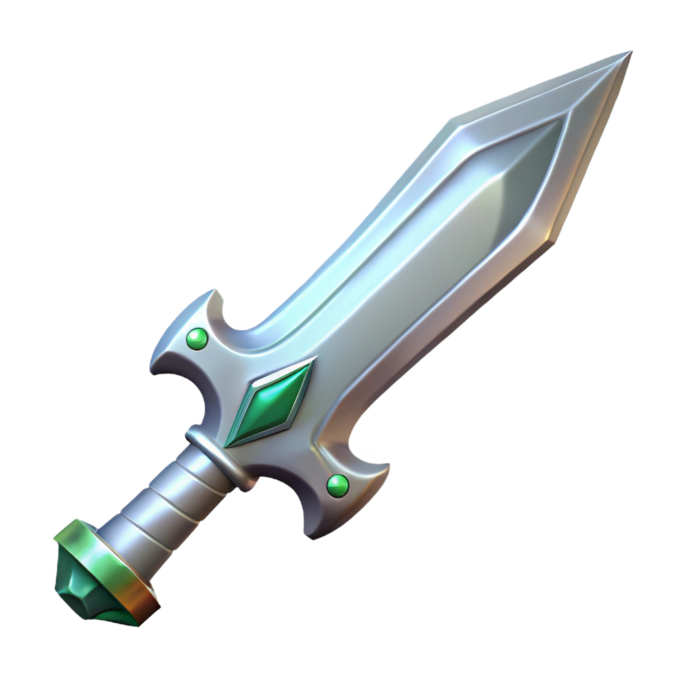 vibrant whimsical modern A single, gleaming silver sword with intricate elven runes. NO BACKGROUND with Transparent Background. sharp png