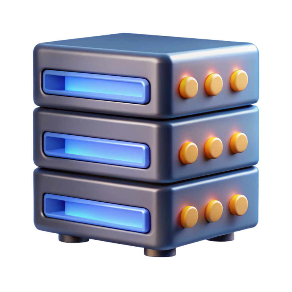 nostalgic mesmerizing Server rack with blinking lights NO BACKGROUND with Transparent Background. top-tier png
