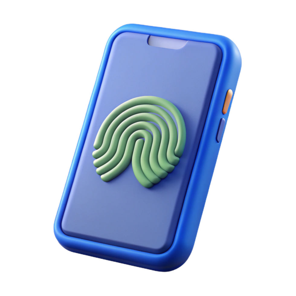 inspired traditional Fingerprint scanner on a mobile device NO BACKGROUND with Transparent Background. refined png