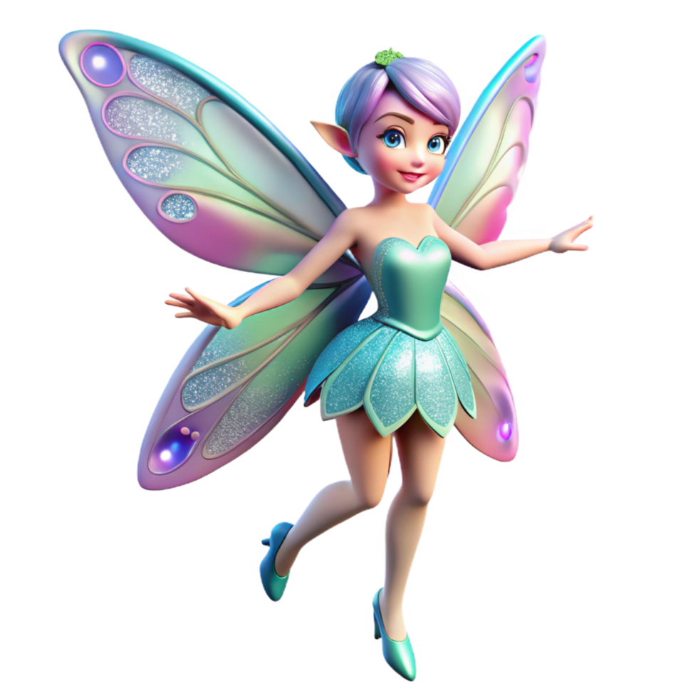 mysterious immaculate A whimsical fairy with iridescent butterfly wings. NO BACKGROUND with Transparent Background. professional png