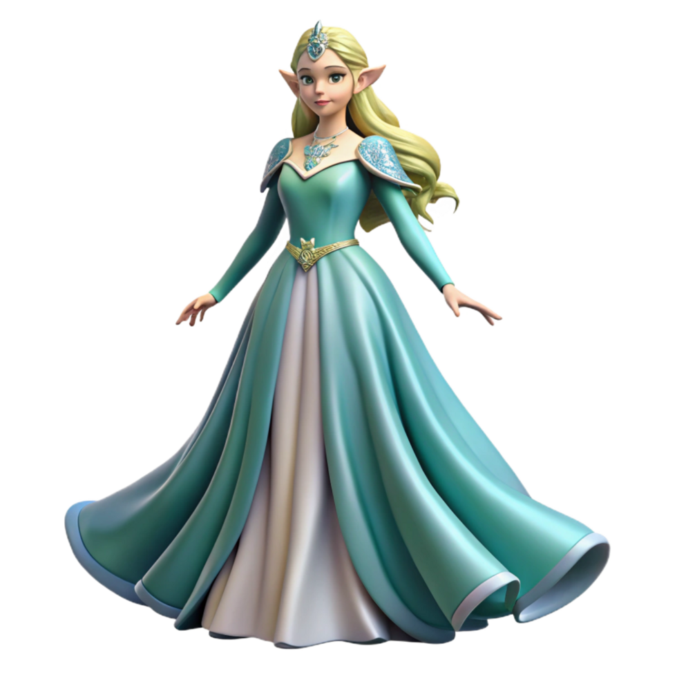 tranquil dramatic A beautiful elven princess in a flowing gown. NO BACKGROUND with Transparent Background. fine detail png