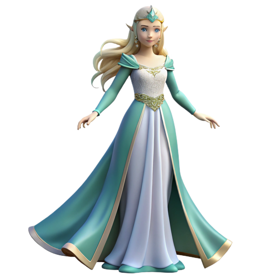 unparalleled artistic A beautiful elven princess in a flowing gown. NO BACKGROUND with Transparent Background. impeccable png