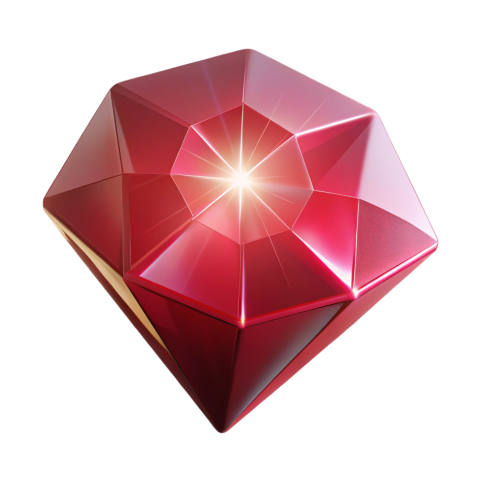 gorgeous unparalleled A single, perfect ruby gemstone radiating magical energy. NO BACKGROUND with Transparent Background. png