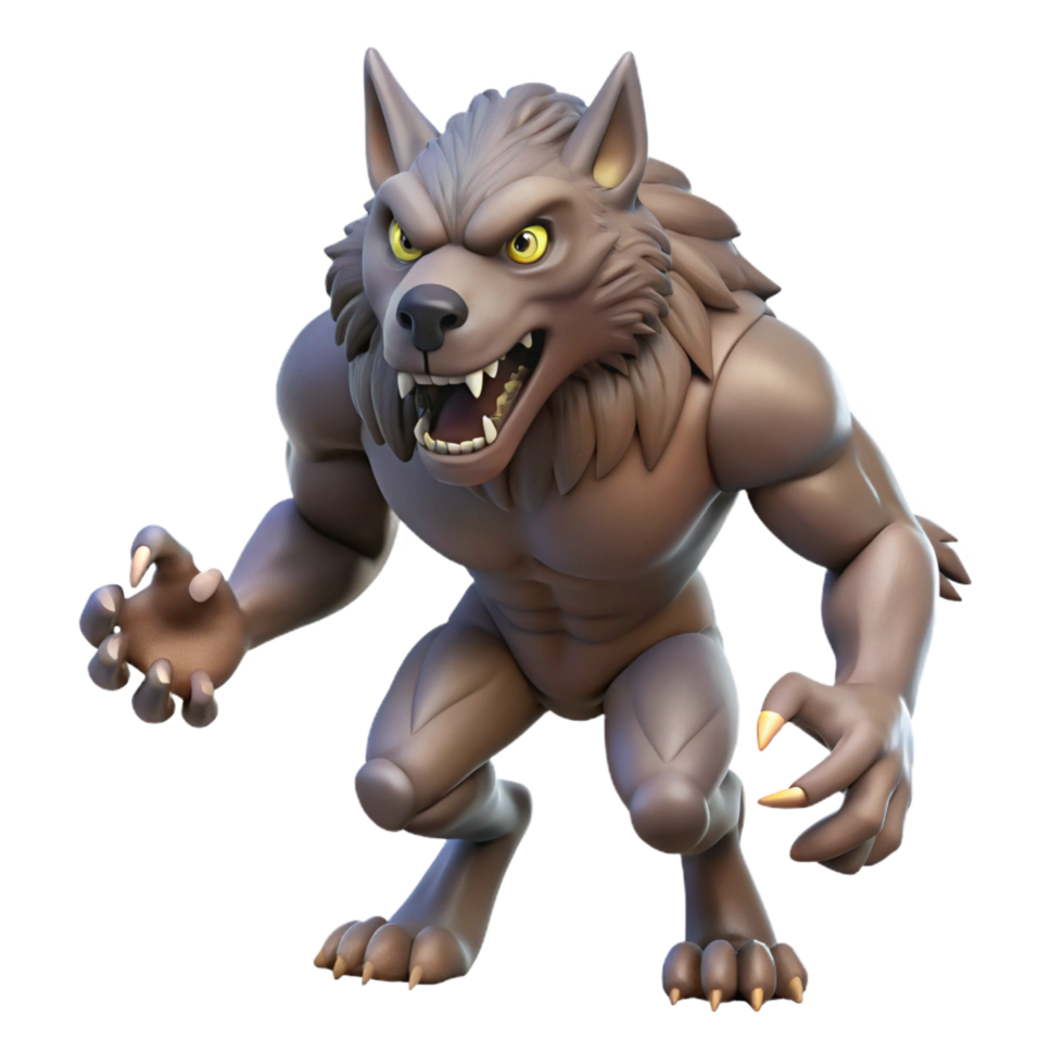unforgettable surreal A snarling werewolf mid-transformation, claws bared. NO BACKGROUND with Transparent Background. masterfully captured png