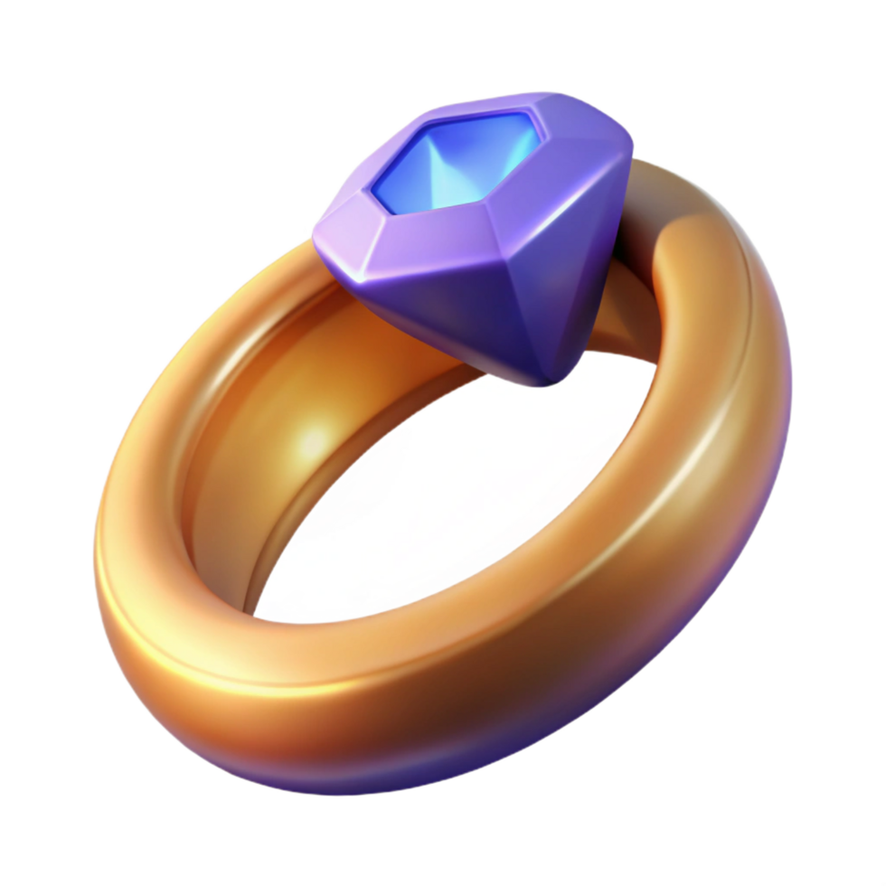 mysterious splendid A detailed illustration of a magic ring with a large gemstone. NO BACKGROUND with Transparent Background. expertly shot png