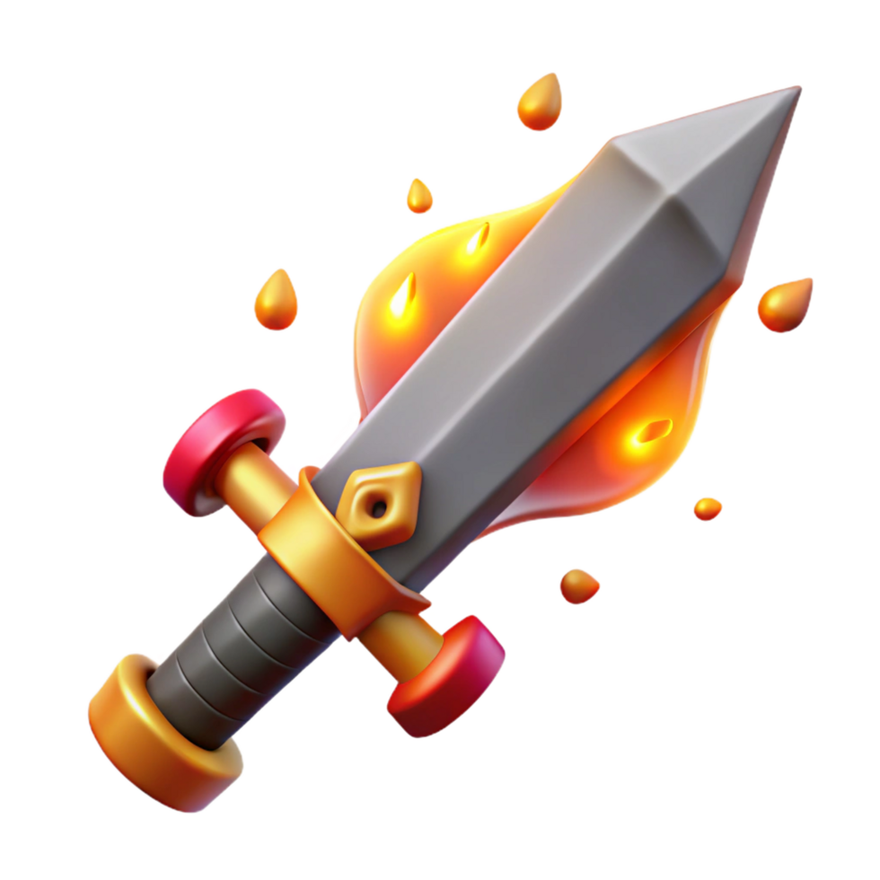 majestic playful tropical A stylized, flaming sword with embers falling off. NO BACKGROUND with Transparent Background. gallery standard png