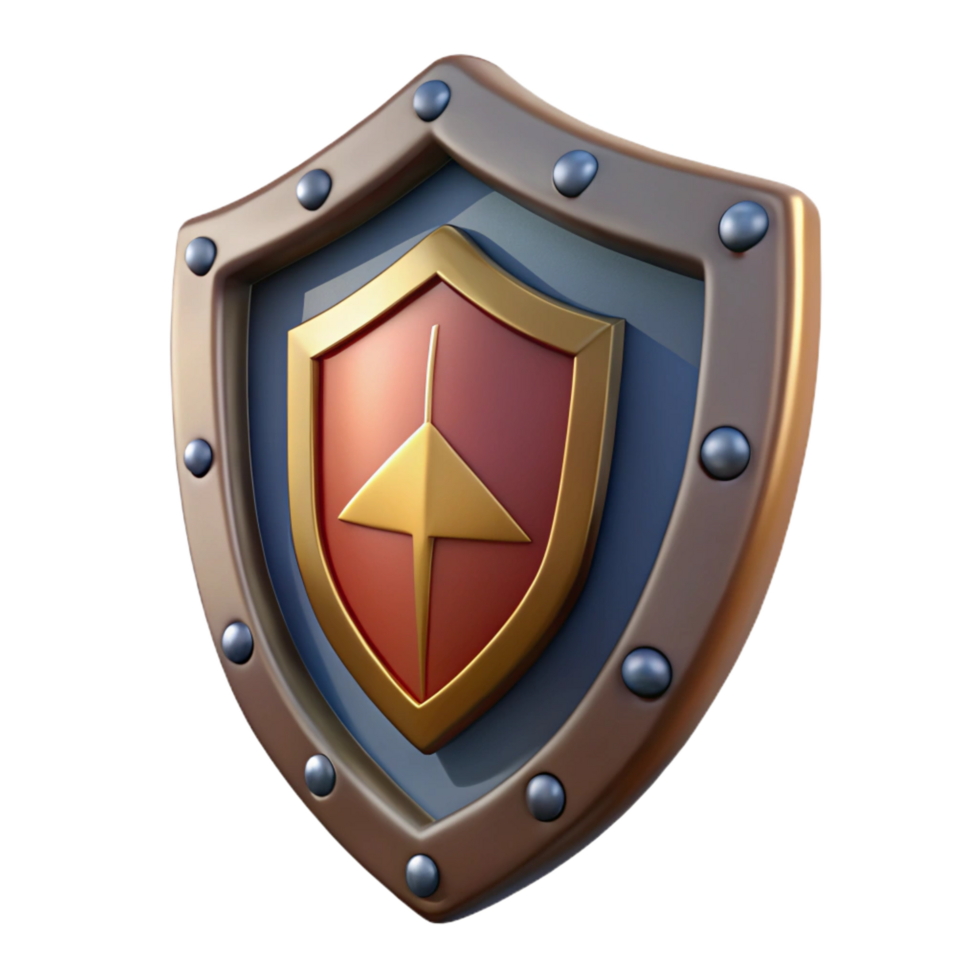 majestic gothic A detailed illustration of a medieval shield with a heraldic design. NO BACKGROUND with Transparent Background. masterfully captured png