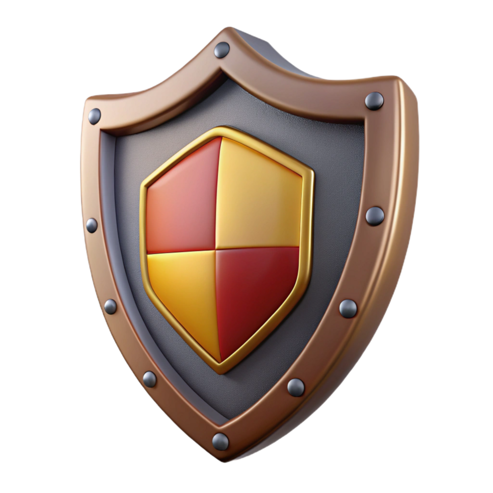 tranquil elegant A detailed illustration of a medieval shield with a heraldic design. NO BACKGROUND with Transparent Background. studio quality png
