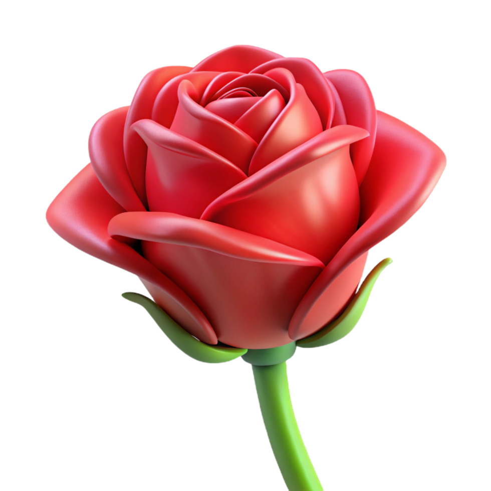 notable renaissance A single, red rose blossom, tightly closed bud. NO BACKGROUND with Transparent Background. artisan png