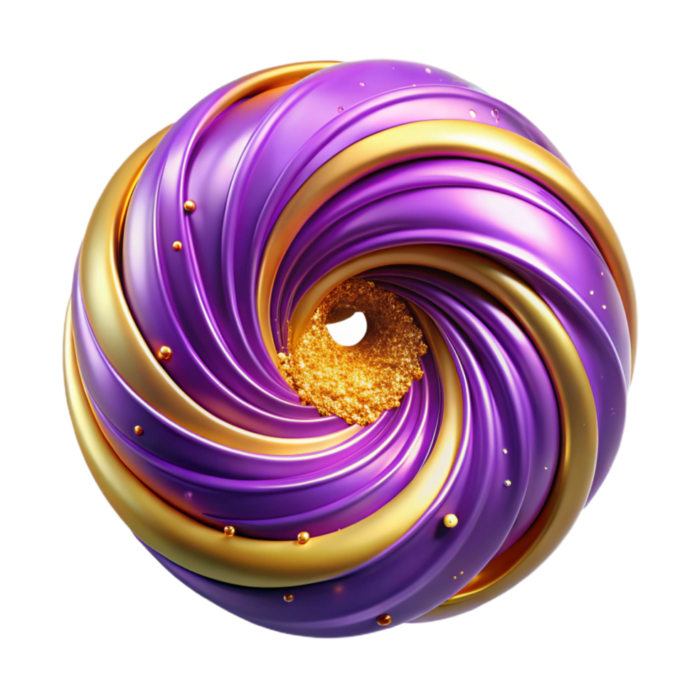 hypnotic dreamy retro A swirling vortex of vibrant purple and gold particles. NO BACKGROUND with Transparent Background. crisp png