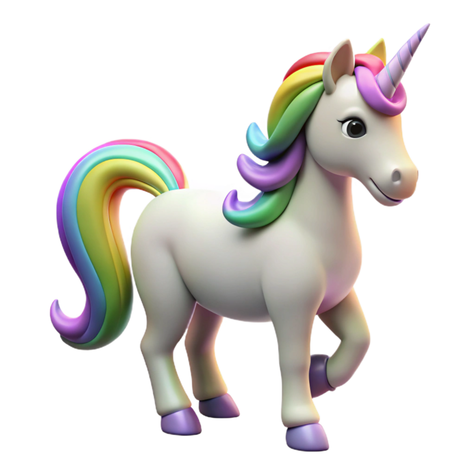 vibrant peaceful coastal A mystical unicorn with a rainbow mane and tail, NO BACKGROUND with Transparent Background. high quality png