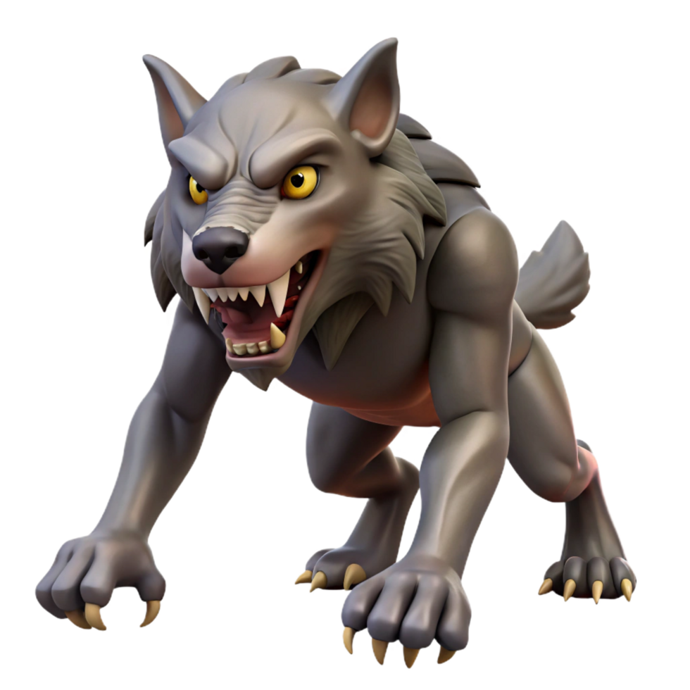 stunning victorian A snarling werewolf with sharp claws, NO BACKGROUND with Transparent Background. 8K png