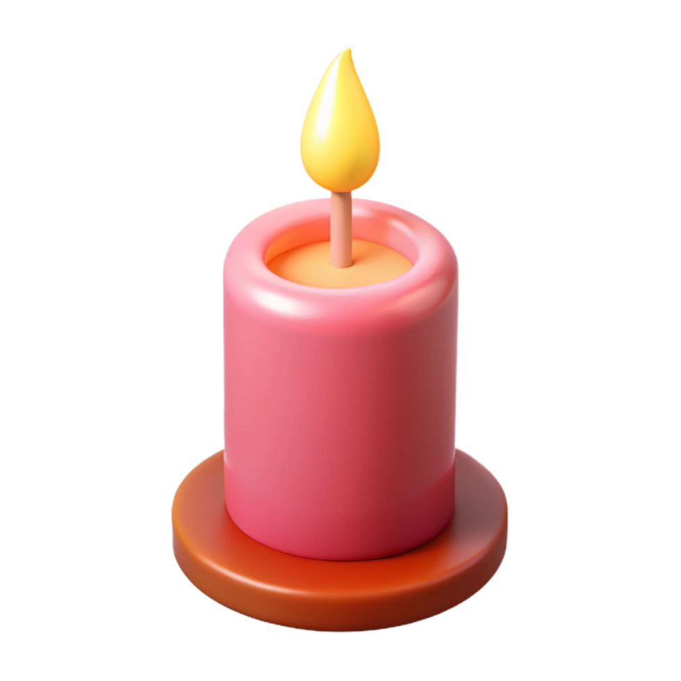 vibrant avant-garde A single birthday candle with a flame, NO BACKGROUND with Transparent Background. high quality png