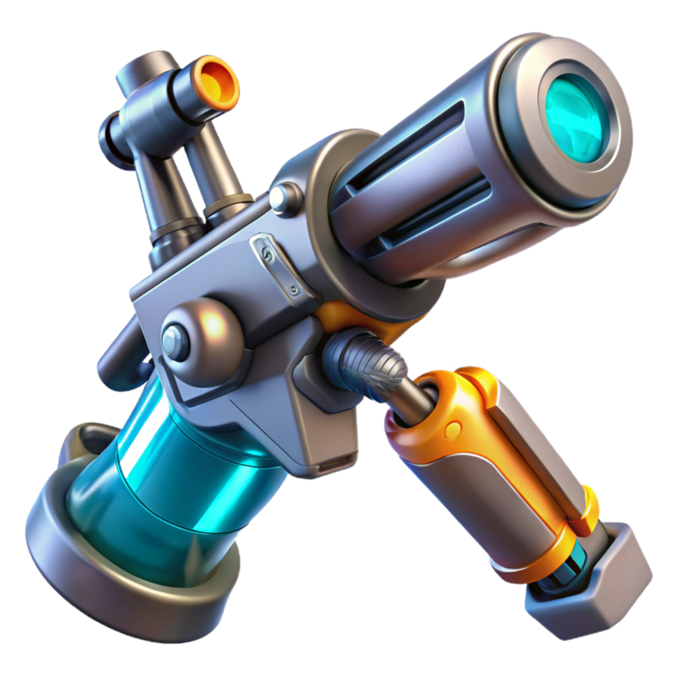 memorable minimalist Robotic arm holding a futuristic weapon. NO BACKGROUND with Transparent Background. luxury png