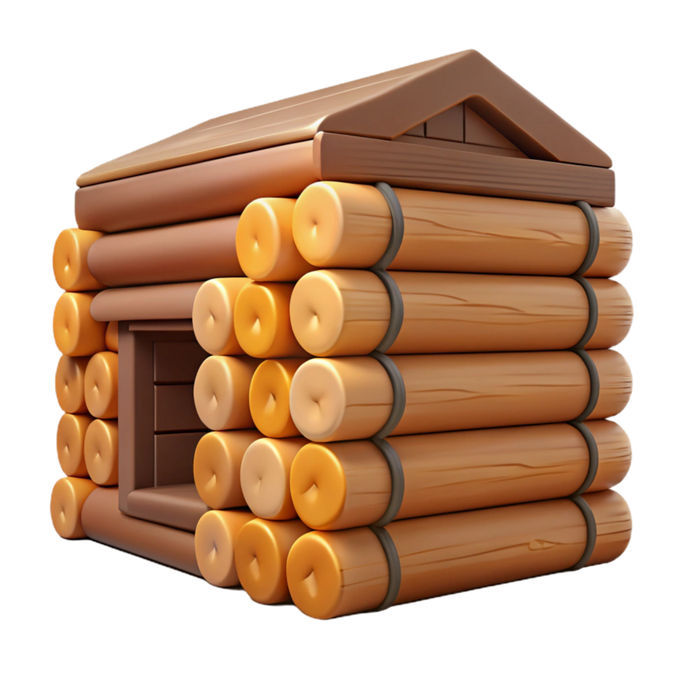 remarkable tropical Log cabin wall, stacked logs, rustic, NO BACKGROUND with Transparent Background. high quality png