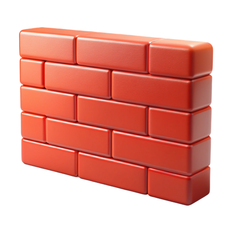 picturesque industrial Brick wall, red brick, mortar joints, NO BACKGROUND with Transparent Background. handcrafted png