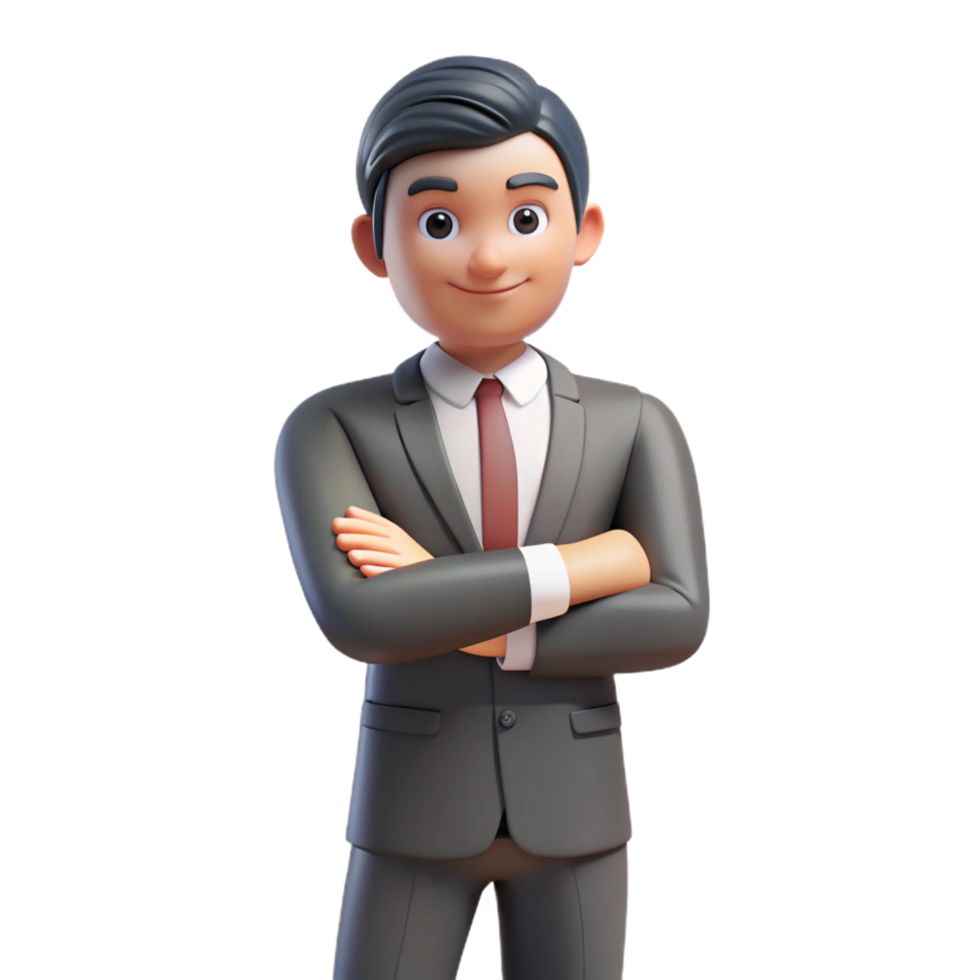 wonderful playful modern Serious businessman, arms crossed, power pose, NO BACKGROUND with Transparent Background. premium png