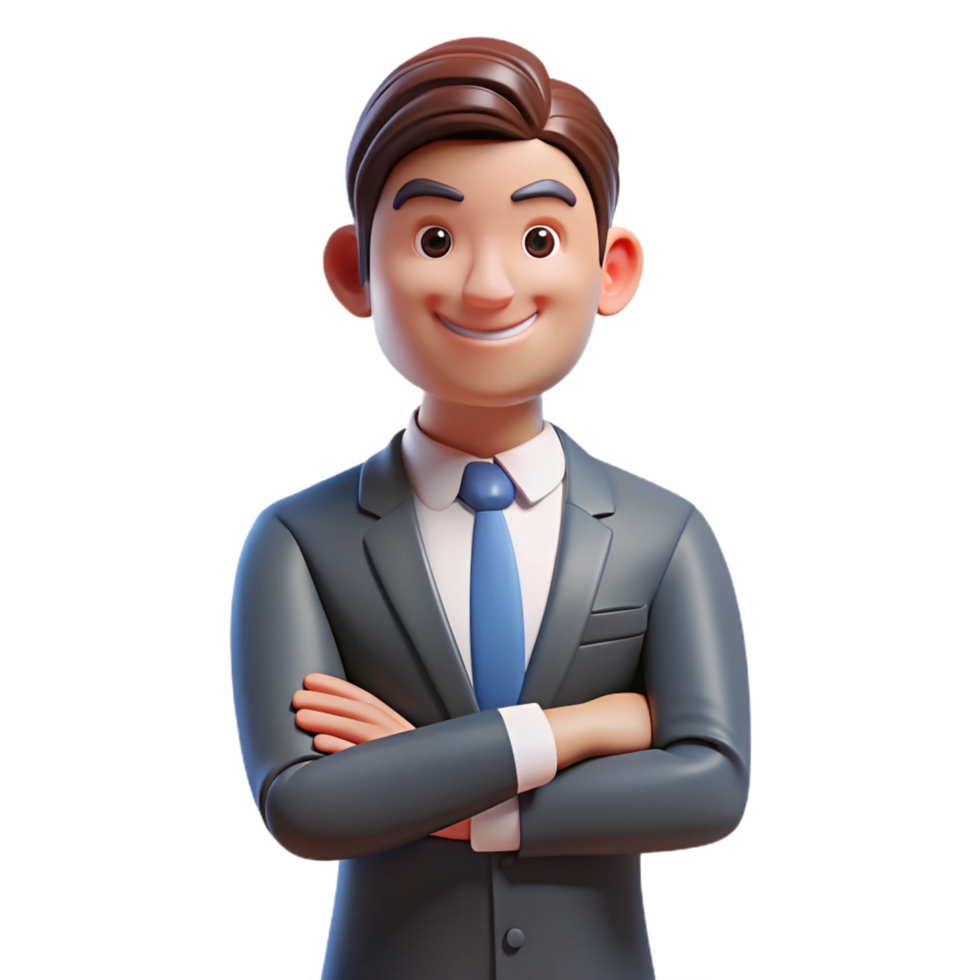 pristine art deco Serious businessman, arms crossed, power pose, NO BACKGROUND with Transparent Background. studio quality png