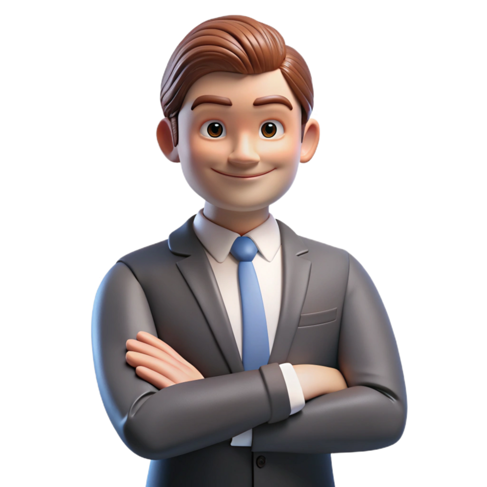 memorable retro Serious businessman, arms crossed, power pose, NO BACKGROUND with Transparent Background. precision png