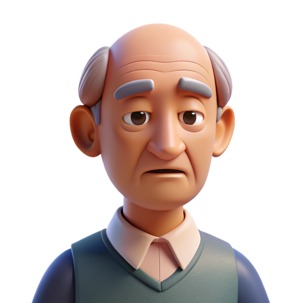 serene urban Thoughtful elderly man, wrinkles, gazing downwards, NO BACKGROUND with Transparent Background. fine detail png