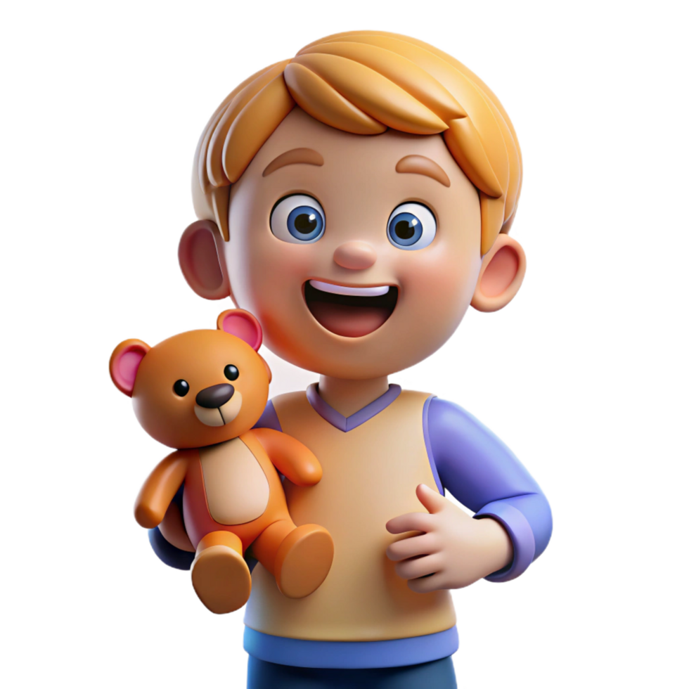 signature gothic Happy child, playful expression, holding a teddy bear, NO BACKGROUND with Transparent Background. high resolution png
