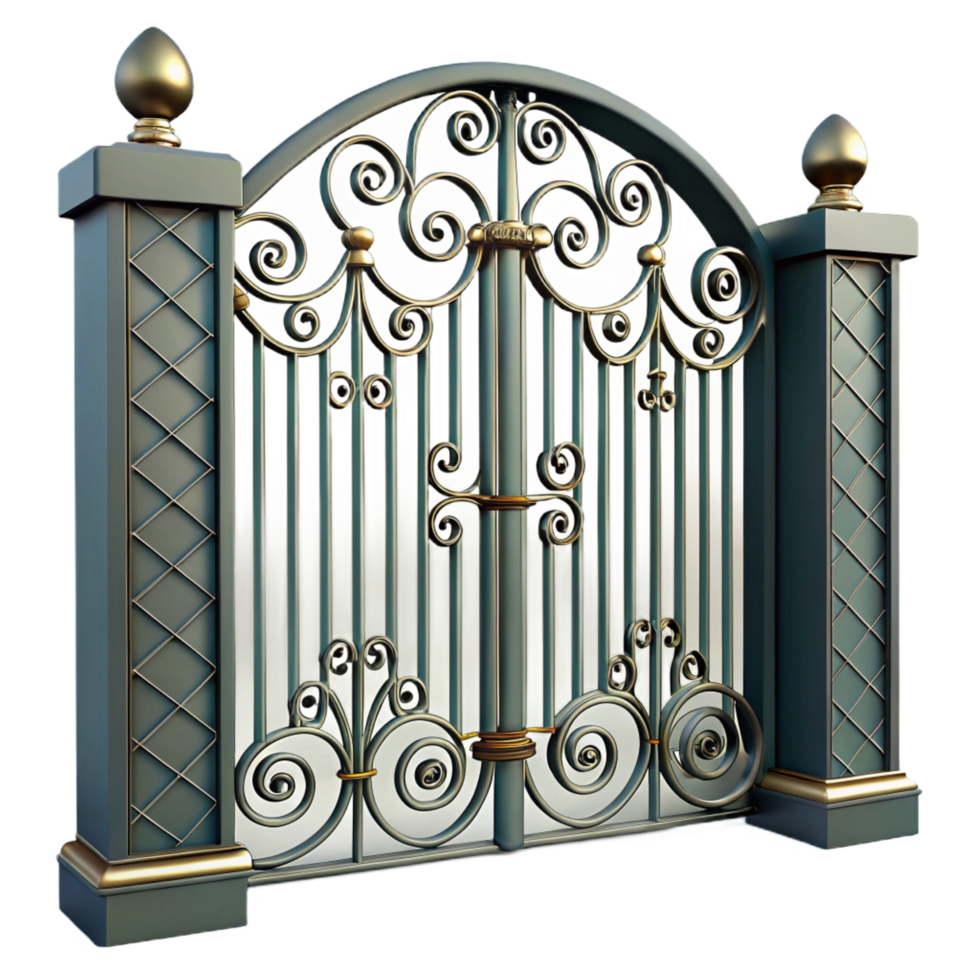 mysterious impressive Gate, wrought iron, decorative, NO BACKGROUND with Transparent Background. handcrafted png