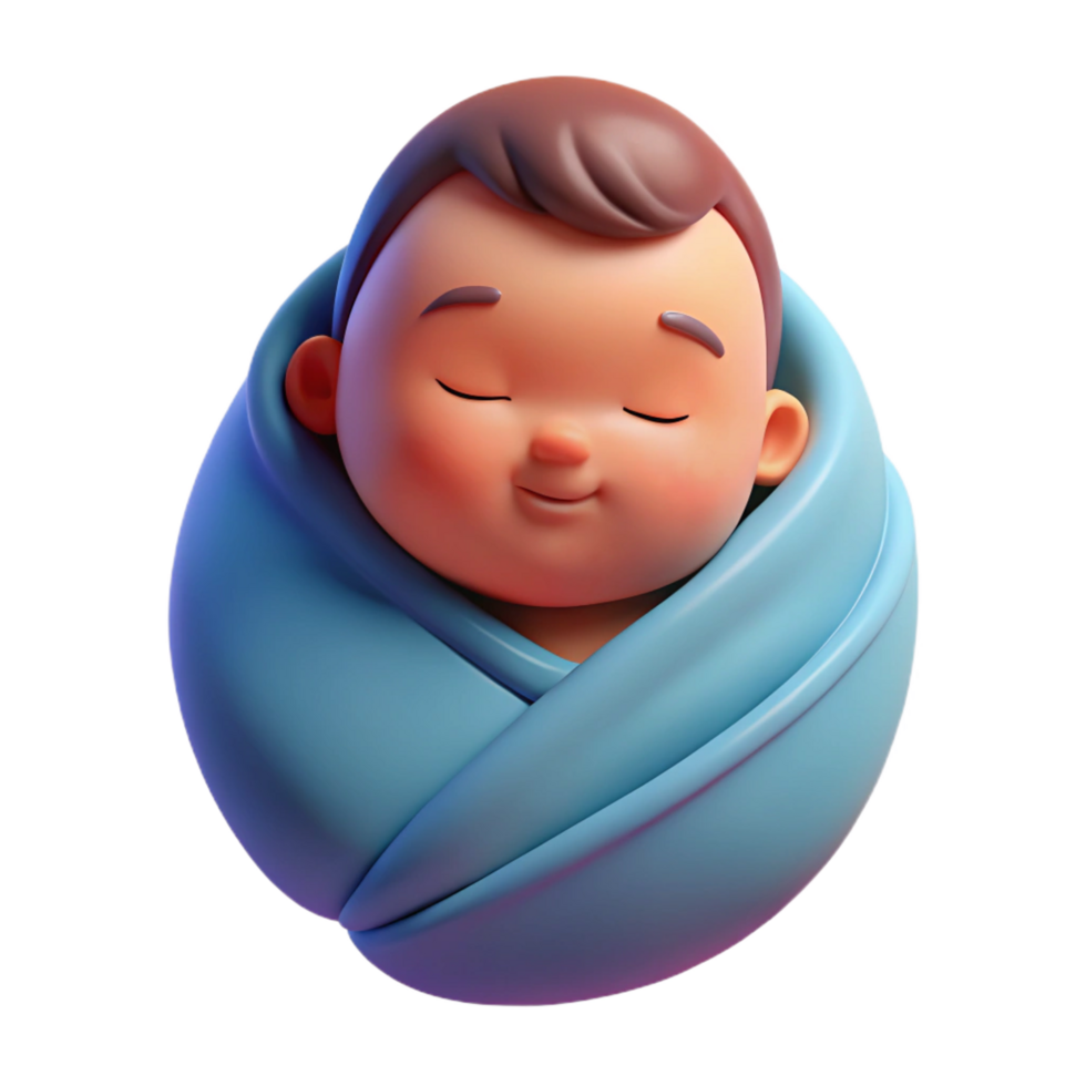majestic classic Sleeping baby, peaceful expression, swaddled in blanket, NO BACKGROUND with Transparent Background. fine detail png