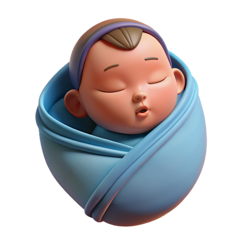 wonderful coveted Sleeping baby, peaceful expression, swaddled in blanket, NO BACKGROUND with Transparent Background. png