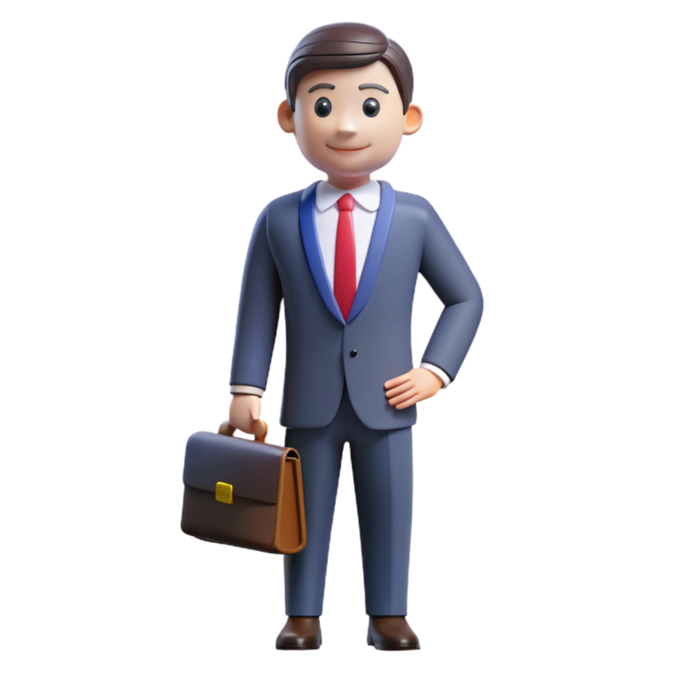 sought-after minimalist Business executive, suit and tie, holding briefcase, NO BACKGROUND with Transparent Background. original png