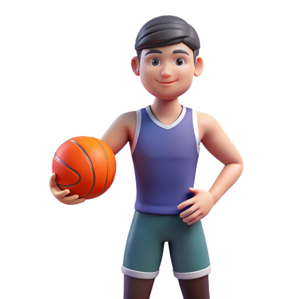 whimsical splendid Athlete, sportswear, holding basketball, NO BACKGROUND with Transparent Background. authentic png