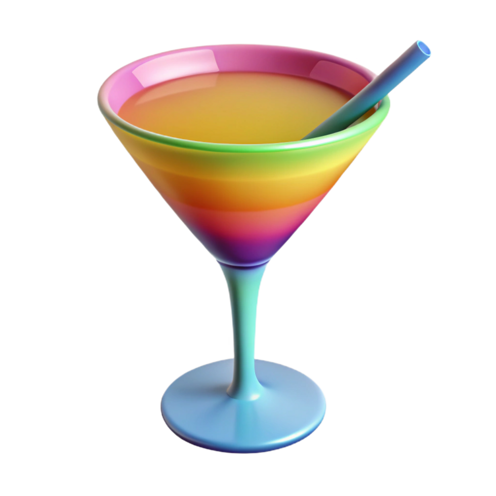 impressive coveted Cocktail glass, colorful, NO BACKGROUND with Transparent Background. png