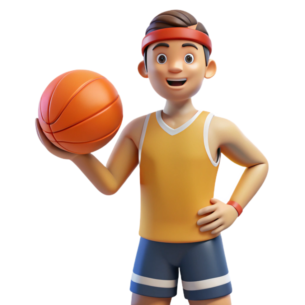 playful pristine Athlete, sportswear, holding basketball, NO BACKGROUND with Transparent Background. authentic png