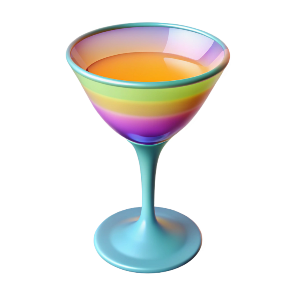 romantic striking Cocktail glass, colorful, NO BACKGROUND with Transparent Background. expertly shot png