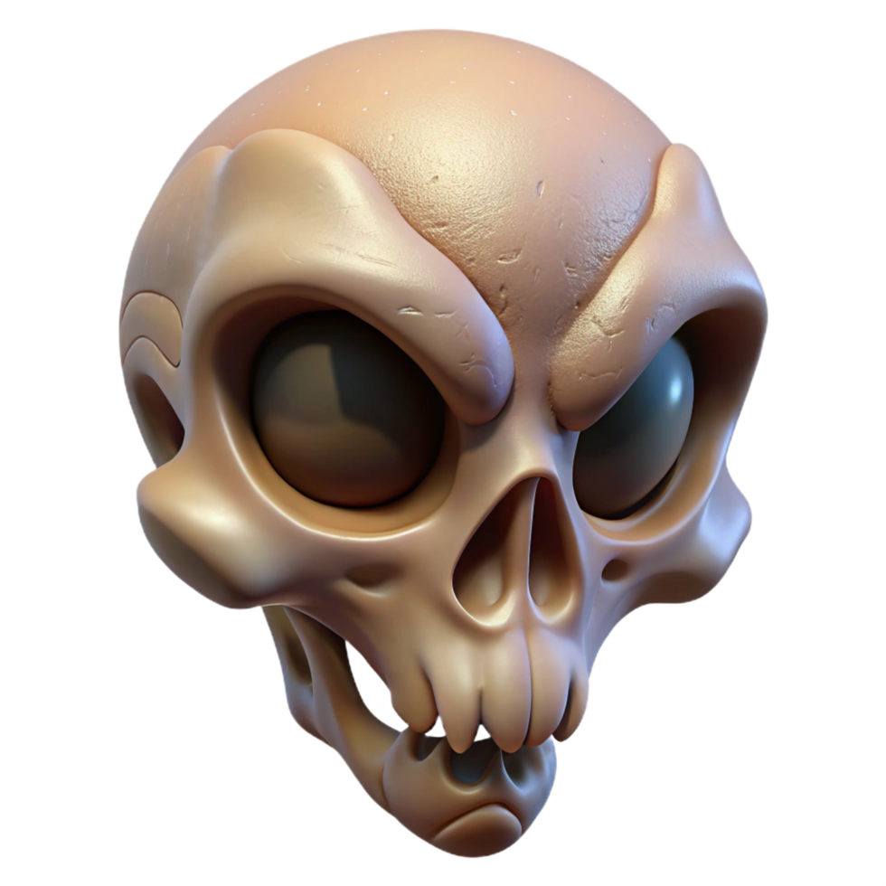 passionate fascinating Alien skull, bone structure, intricate details, unusual shape, textured surface NO BACKGROUND with Transparent Background. studio quality png